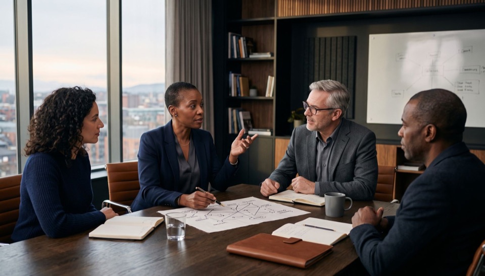 senior technology leaders collaborating around a table