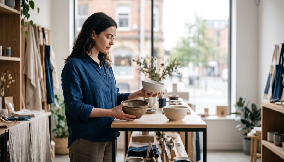 shopper comparing two unbranded objects