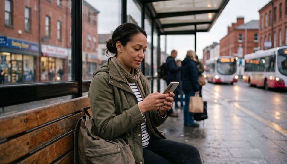 person using a straightforward digital service in an everyday setting