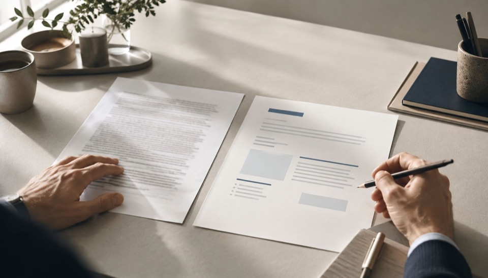 editor refining a document on a desk